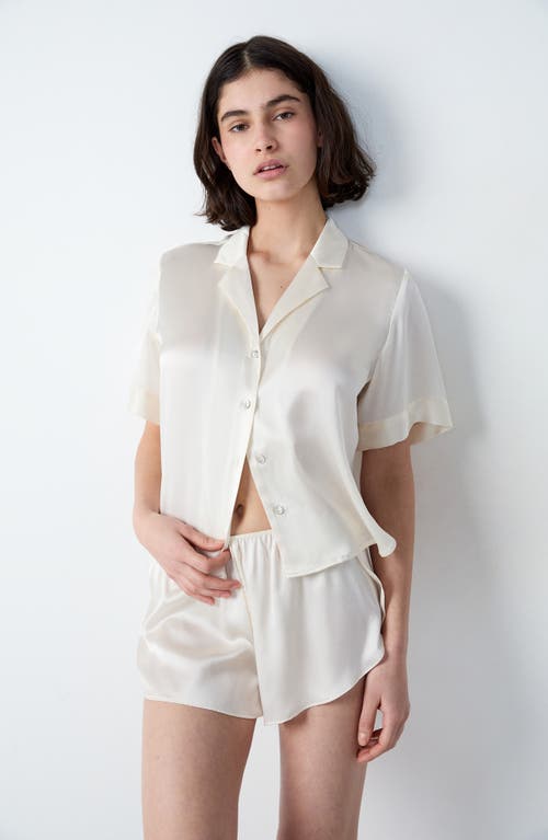 Etam Pearly Silk Pajama Shorts In White