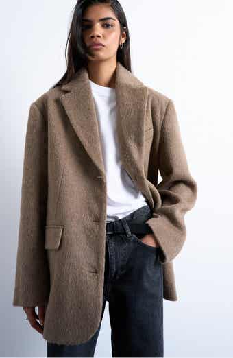 Topshop Three-Button Brushed Coat