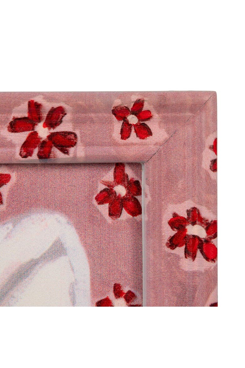 Wood Framed Glass Wall Décor with Rabbit Image, Alternate, color, Pink