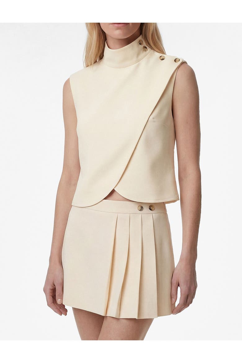 Pleated Mini Skirt with Button Detail, Alternate, color, YELLOW