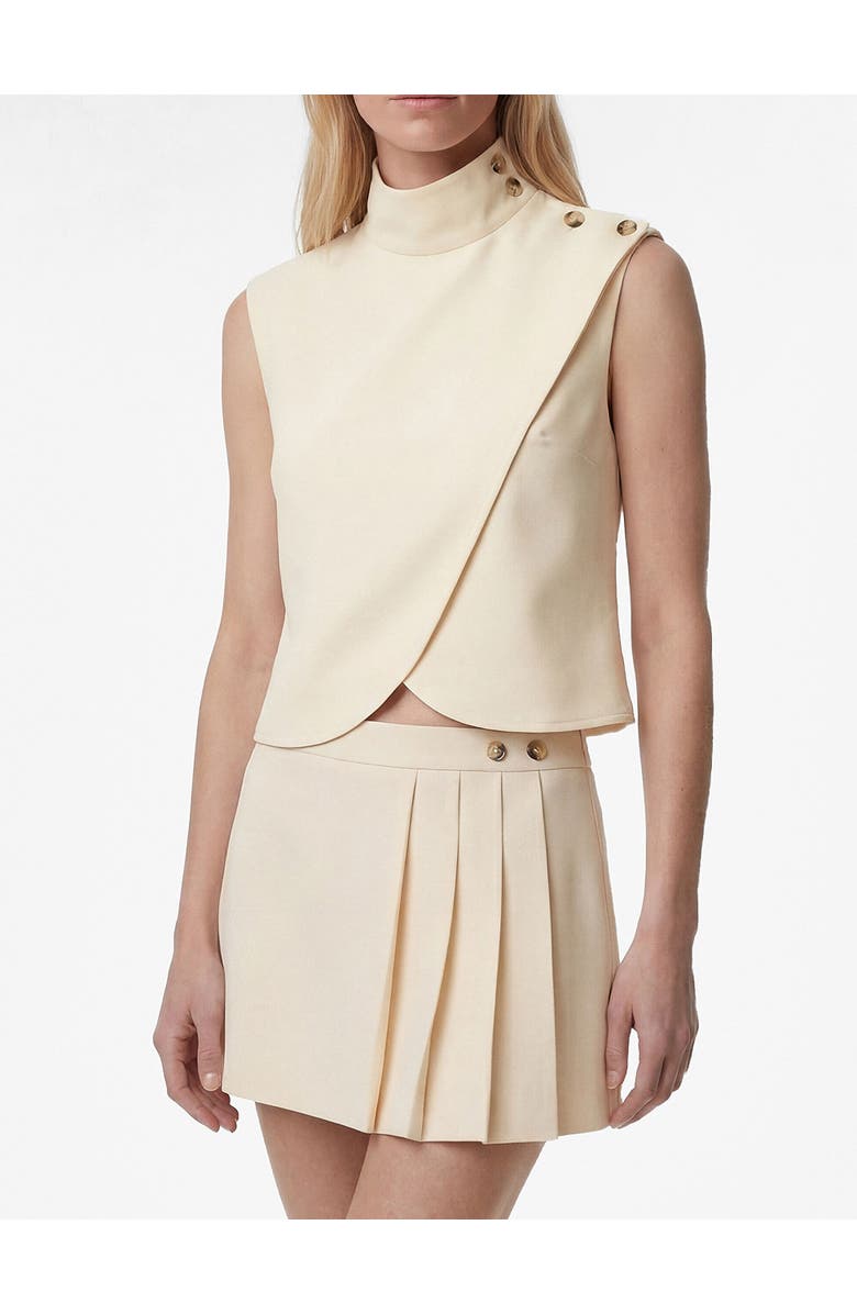 Koton Pleated Mini Skirt with Button Detail, Alternate, color, Yellow