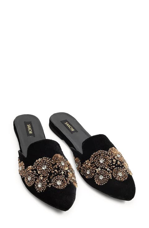 Ornate Sequin Velvet Mule (Women)
