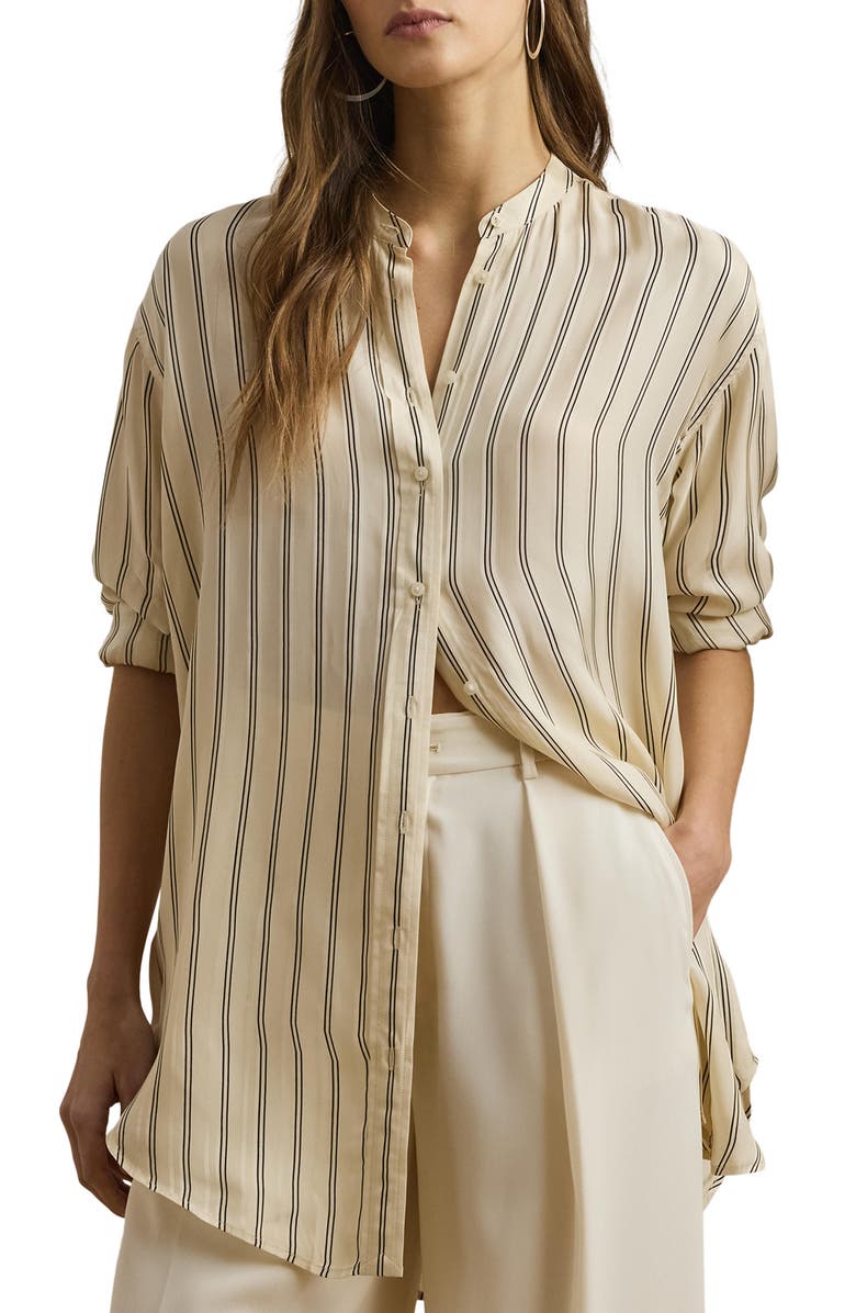 Lauren Ralph Lauren Stripe Jacquard Button-Up Tunic, Main, color,