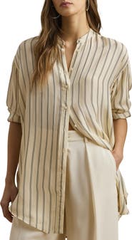 Lauren Ralph Lauren Stripe Jacquard Button-Up Tunic