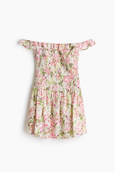 Smocked Off-the-shoulder Dress