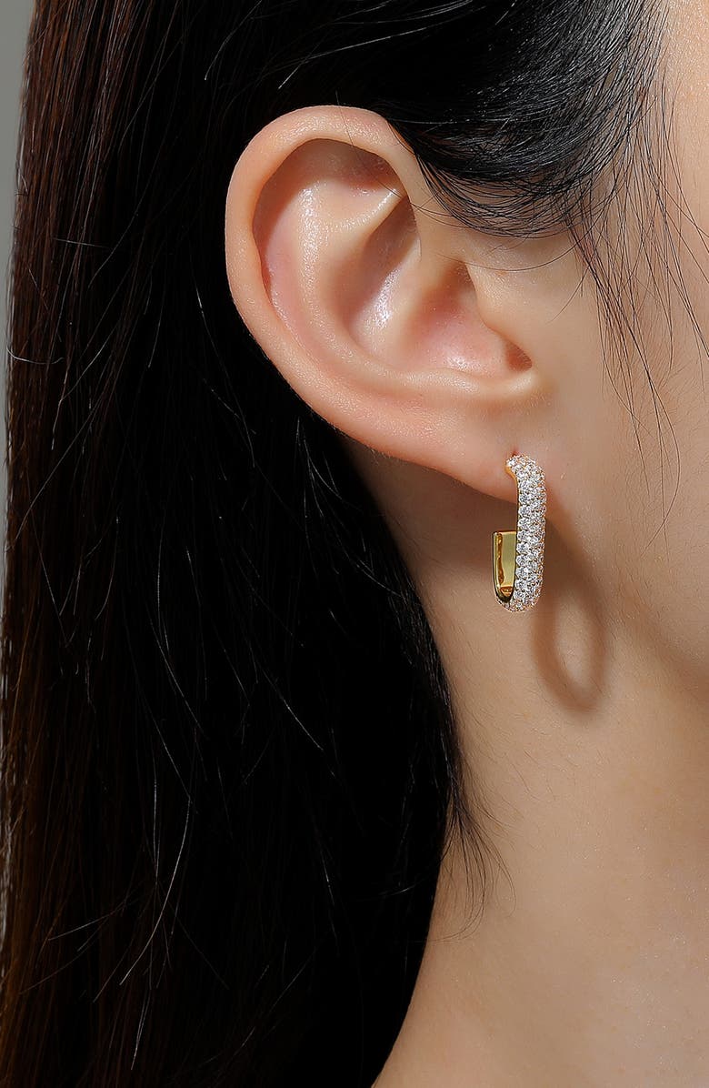 Lafonn Simulated Diamond Paper Clip Hoop Earrings, Alternate, color, 