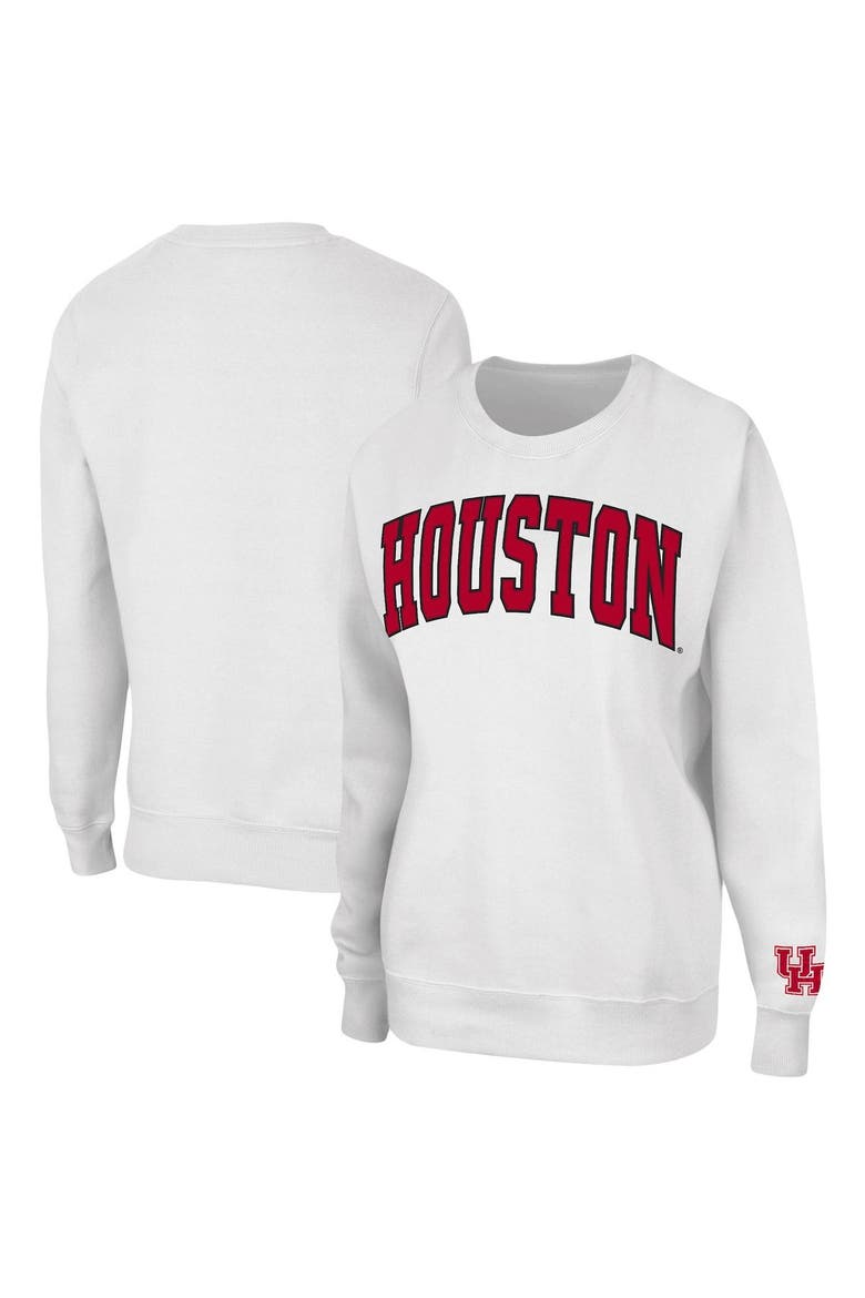 Women's Colosseum White Houston Cougars Campanile Pullover Sweatshirt, Main, color, White