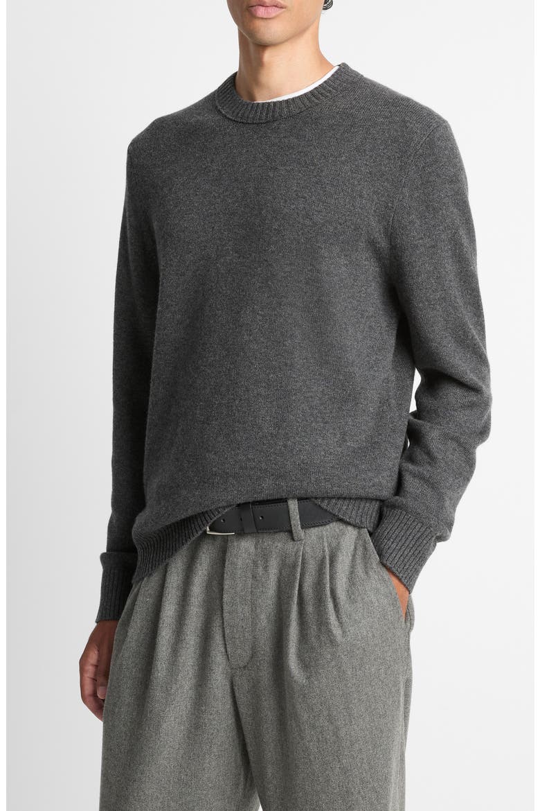 Wool & Cashmere Crewneck Sweater, Alternate, color, HEATHER CHARCOAL