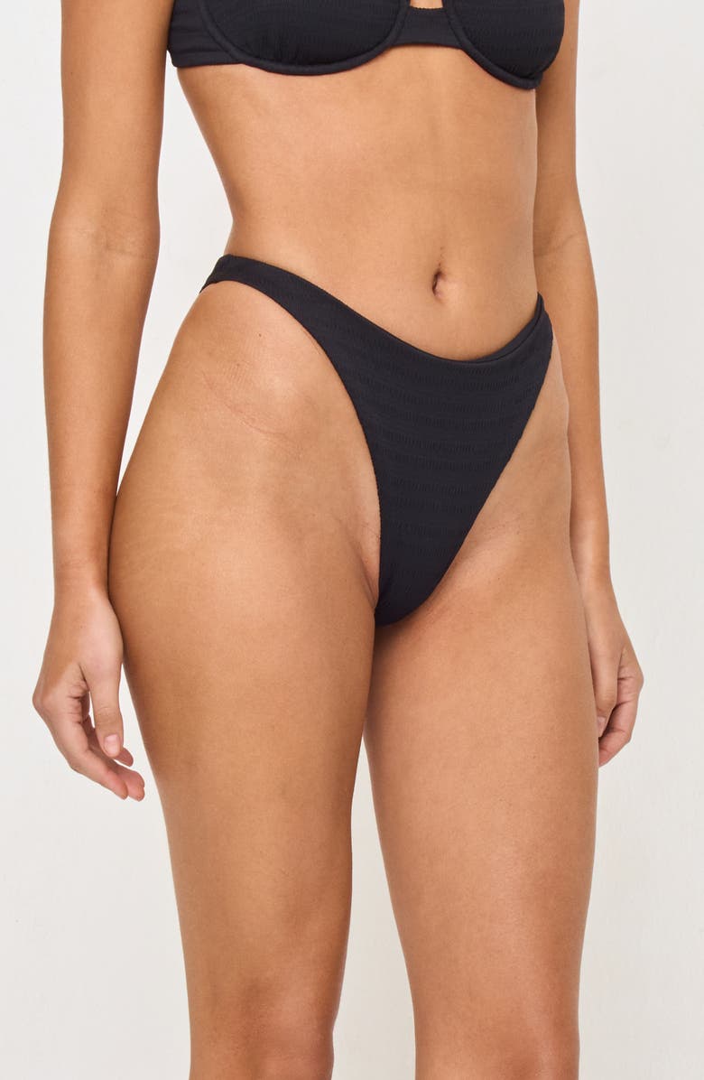 LSPACE Leilani Bitsy Pucker Textured Bikini Bottoms, Alternate, color, Black