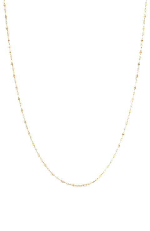 Solid Yellow Gold - Sparkle Link Chain Necklace