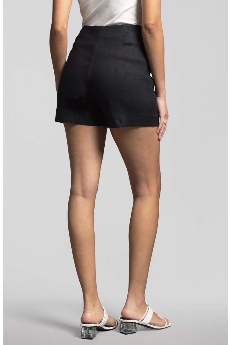 Luna Linen Blend Shorts, Alternate, color, BLACK