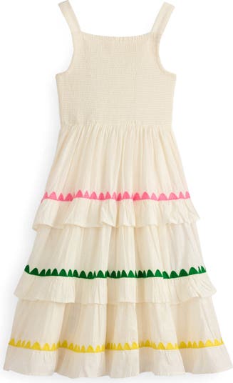 Kids' Odette Smocked Bodice Tiered Cotton Sundress