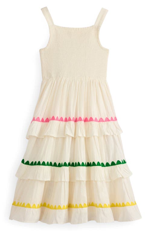 Mini Boden Kids' Odette Smocked Bodice Tiered Cotton Sundress In Multi