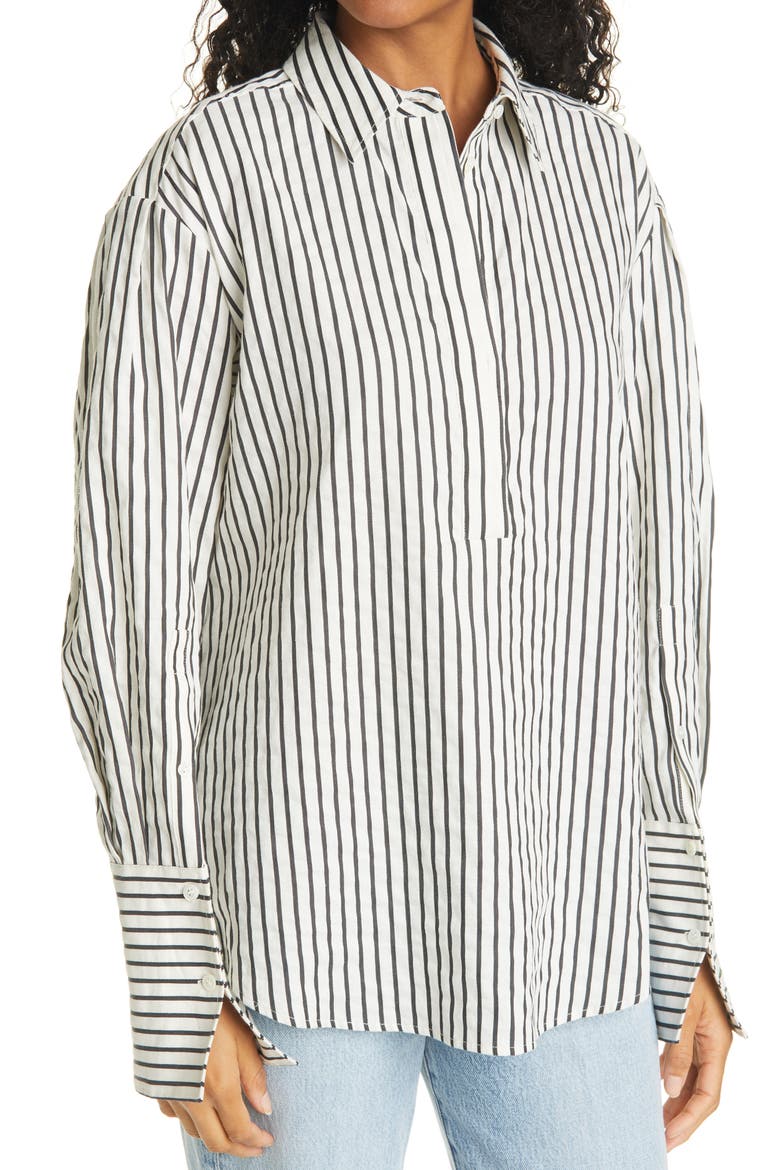Whitney Stripe Popover Shirt, Alternate, color, BLANC MULTI