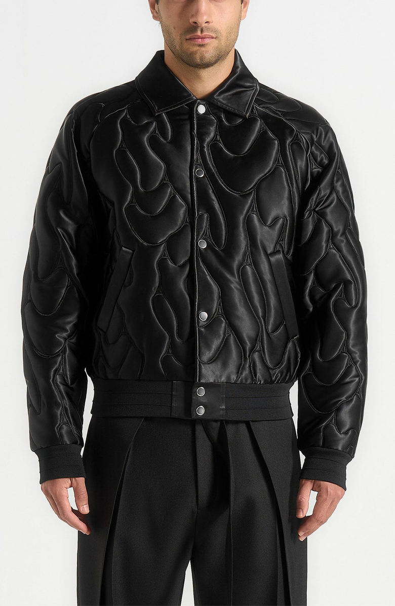 Manière De Voir Ugo Satin Embroidered Jacket, Alternate, color, Black