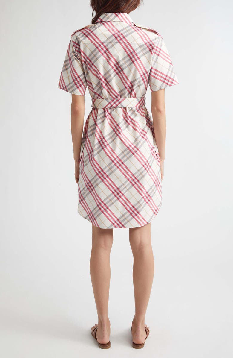 Burberry Georgina Check Belted Shirtdress, Alternate, color, Cream
