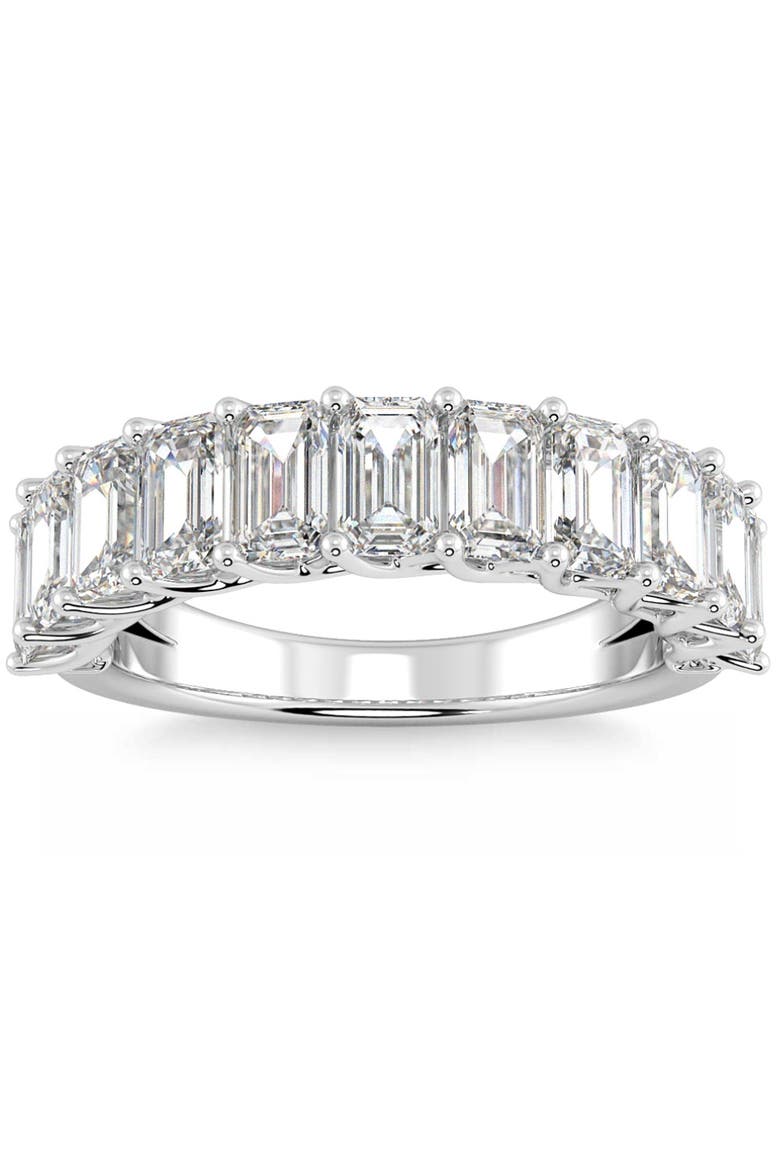 3.60Ct Emerald Diamond U-Prong Wedding Anniversary Ring 14k Gold Lab Grown, Main, color, 14k White Gold