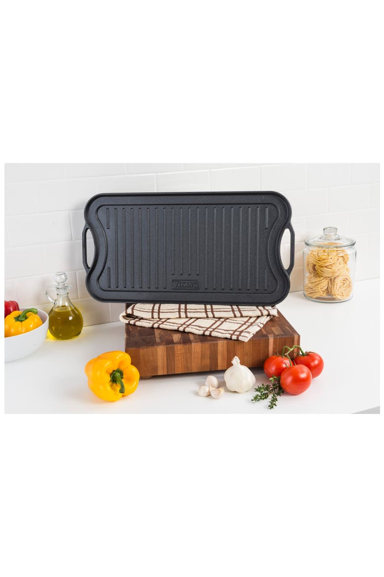 20-Inch Cast Iron Double Burner Reversible Griddle & Grill, Alternate, color, GREYDNU