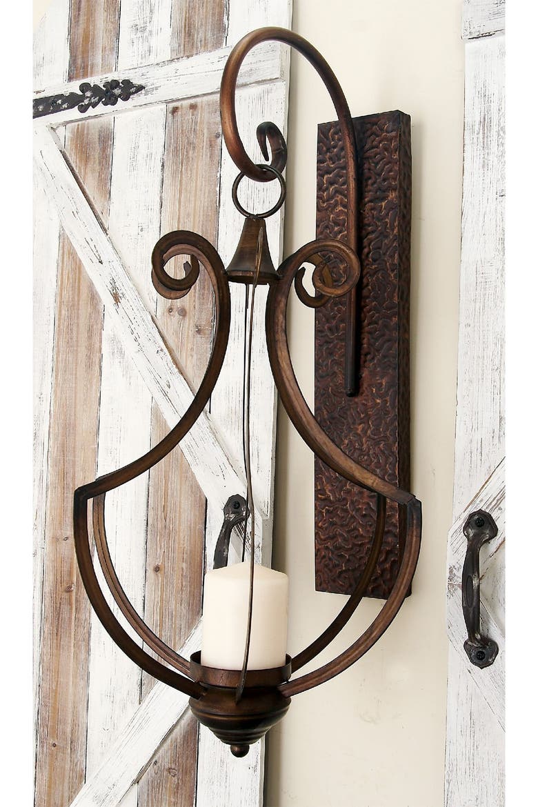 Bronze Metal Rustic Wall Sconce, Alternate, color, BROWN