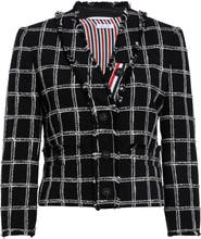 Thom Browne Windowpane Check V-Neck Cardigan Jacket