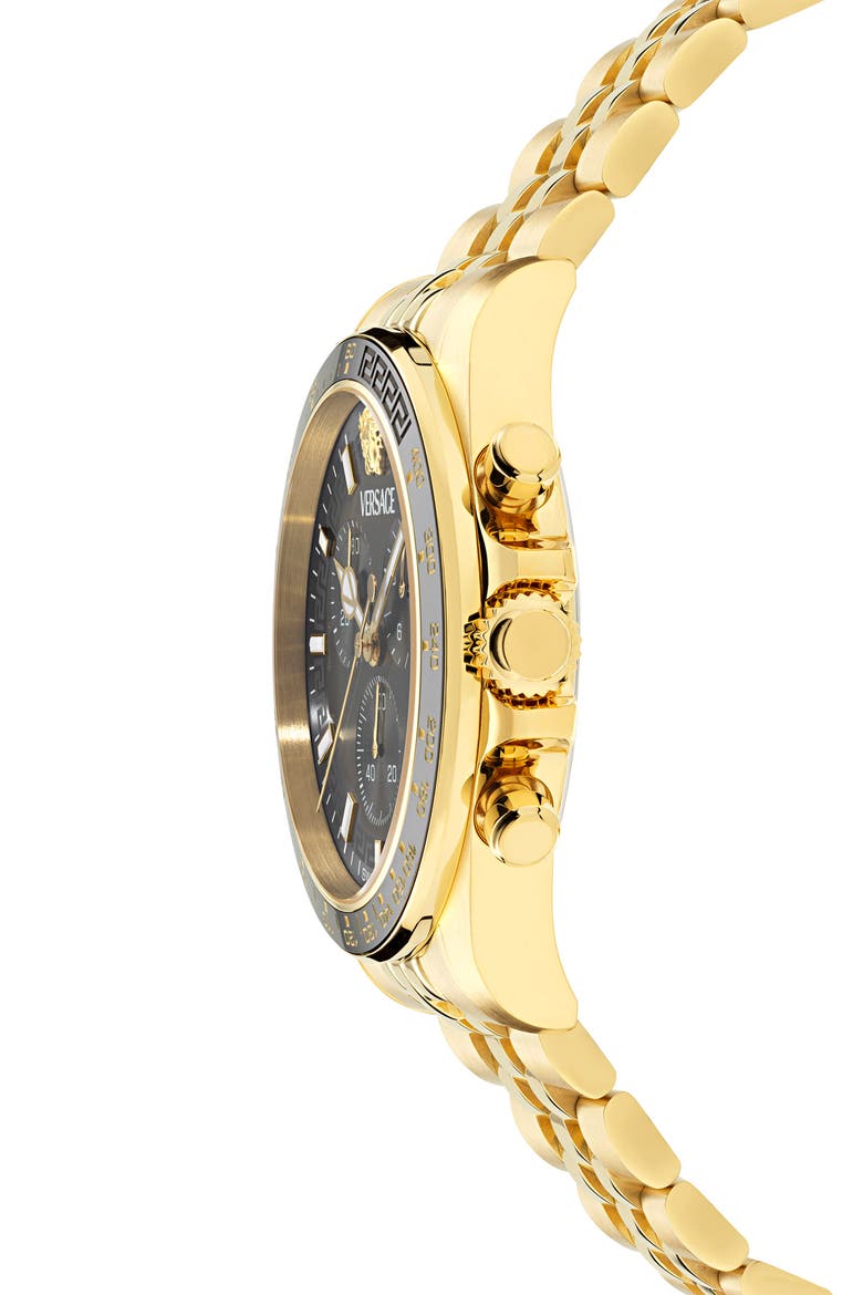 Greca Chronograph Wave Bracelet Watch, 43mm, Alternate, color, YELLOW GOLD