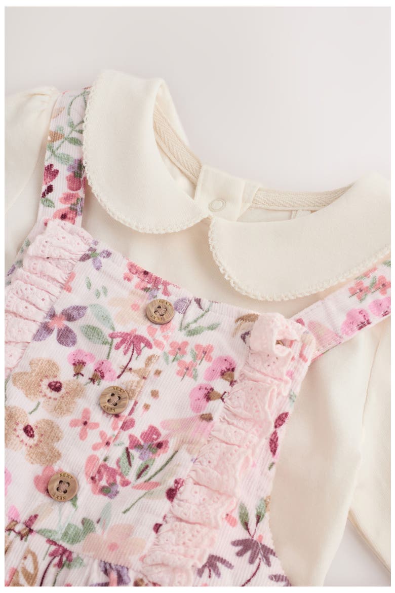 Kids' Floral Corduroy Dungarees & Bodysuit Set, Alternate, color, PINK