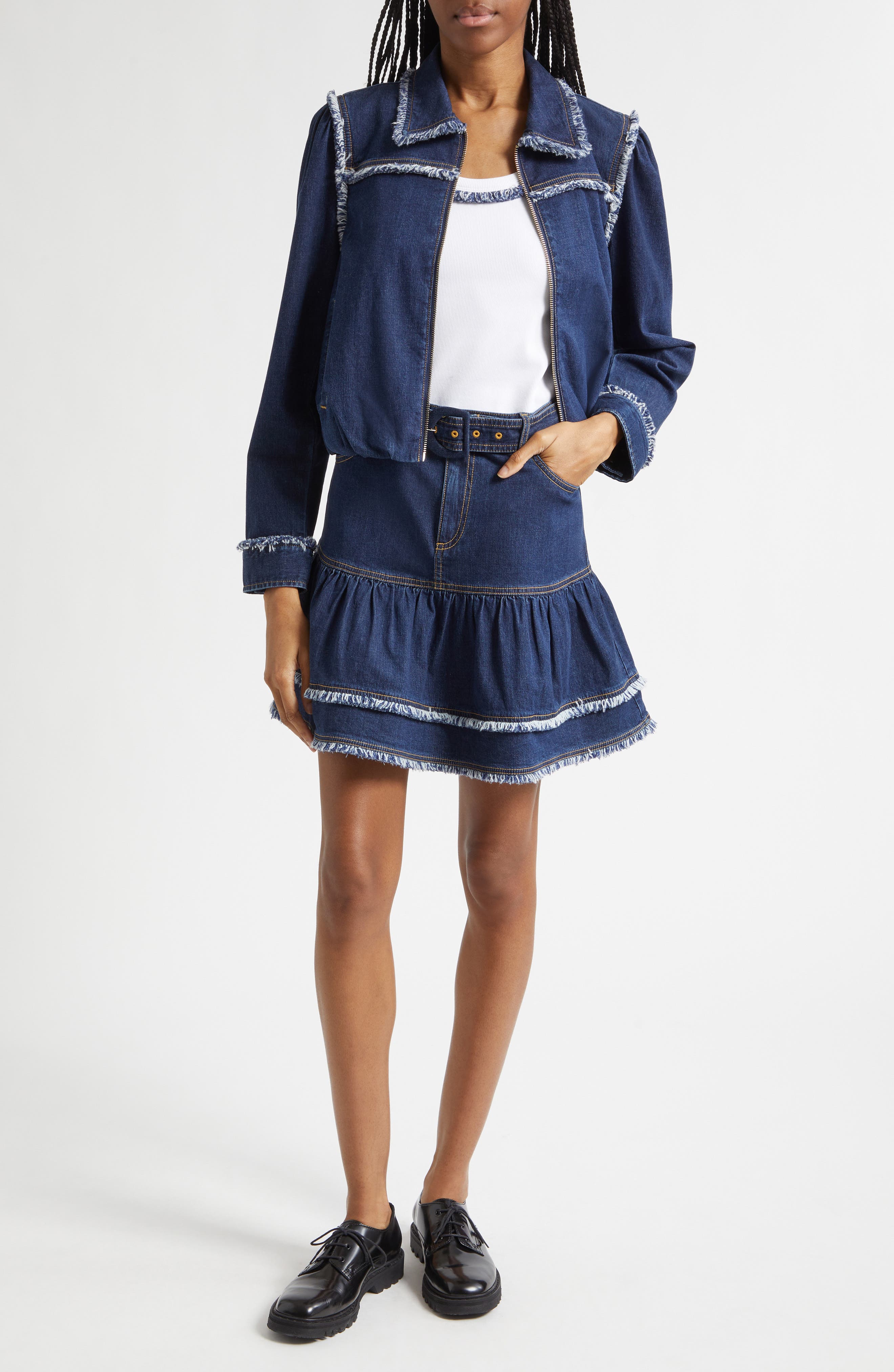 Indria Fringe Denim Jacket - image 2