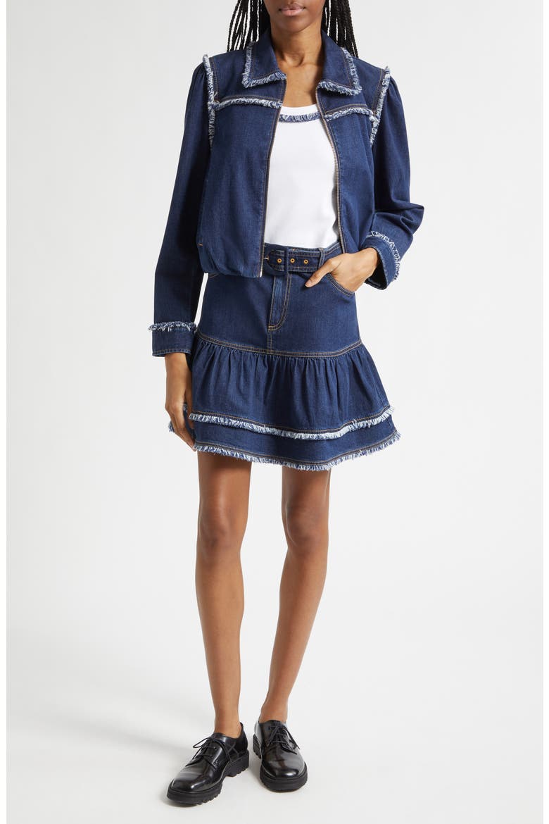 Indria Fringe Denim Jacket, Alternate, color, TWILIGHT