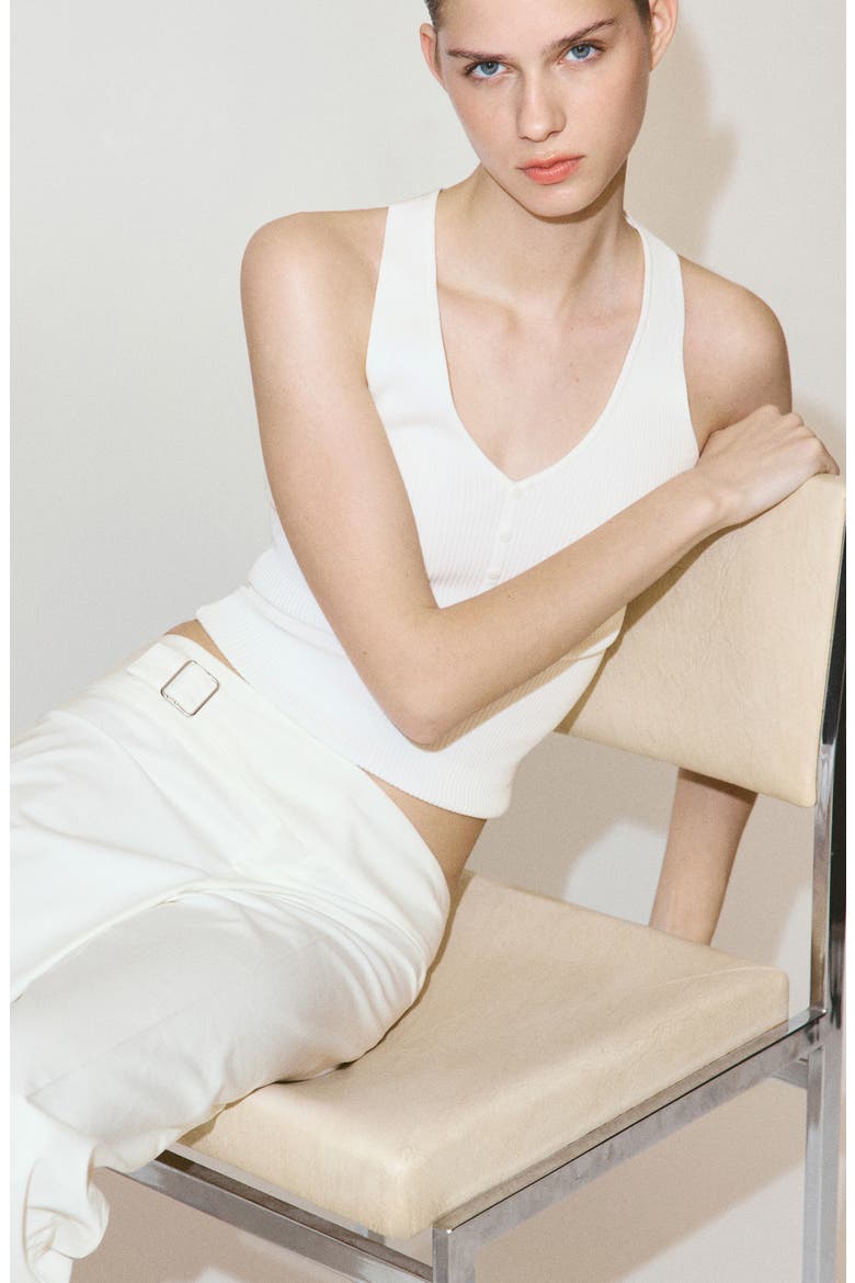 Button Sleeveless Rib Sweater, Alternate, color, ECRU