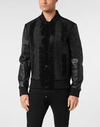 PHILIPP PLEIN Suede Bomber Jacket Ls Strass Men