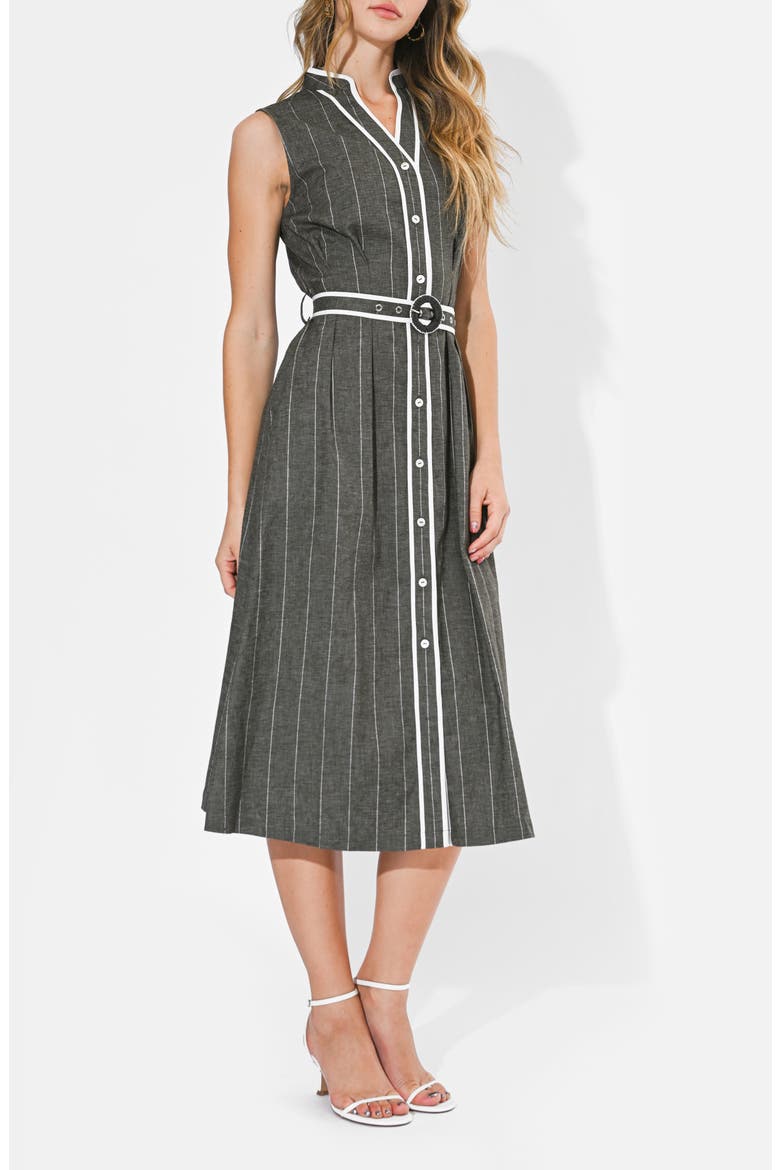 Reya Stripe Sleeveless Midi Shirtdress, Alternate, color, CHARCOAL/ WHITE