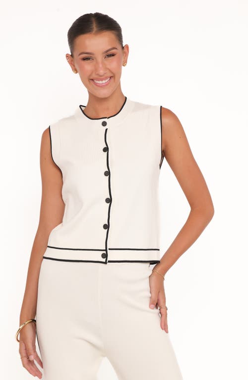 Petal And Pup Petal & Pup Jules Contrast Piping Sweater Vest & Pants Set In White