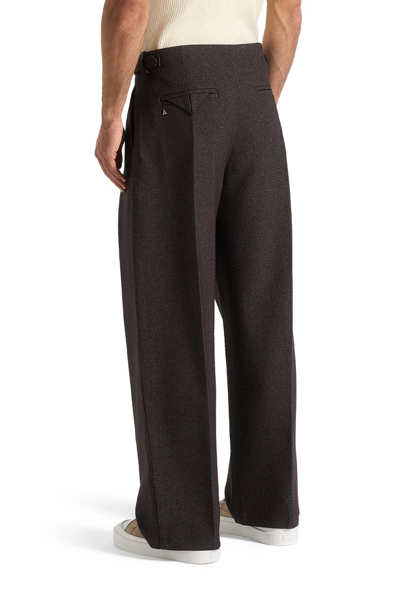 Lior Box Pleat Hatched Wide Leg Trousers, Alternate, color, Brown