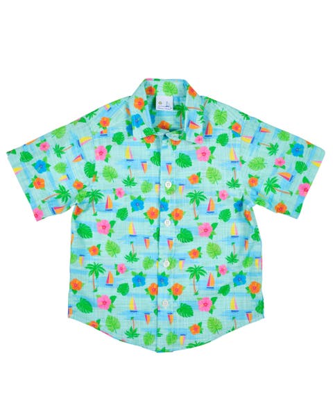 Printed Linen-Look Camp Shirt (Toddler, Little Kid)