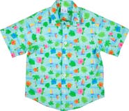 Florence Eiseman Printed Linen-Look Camp Shirt