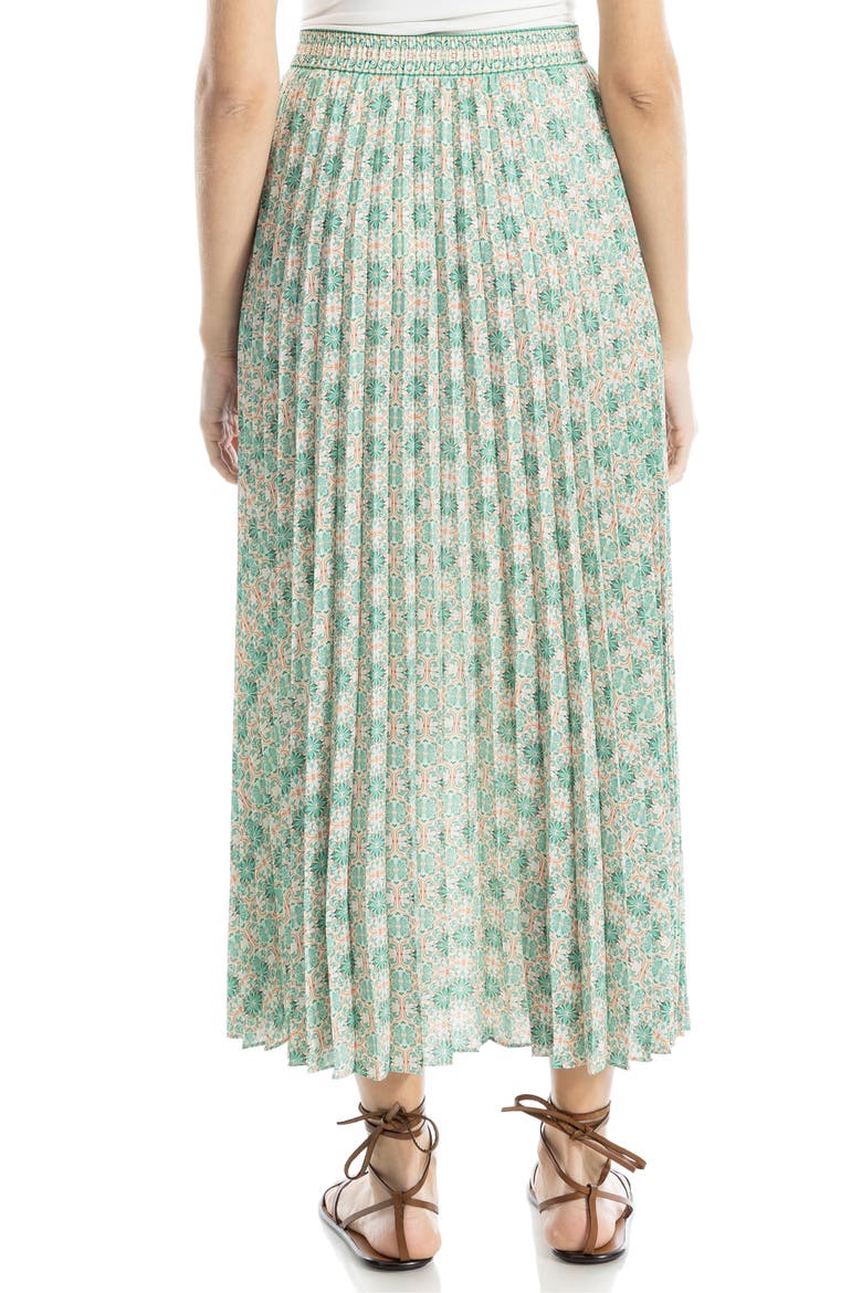 Pleated Maxi Skirt, Alternate, color, GREEN/ CREAM FLORAL