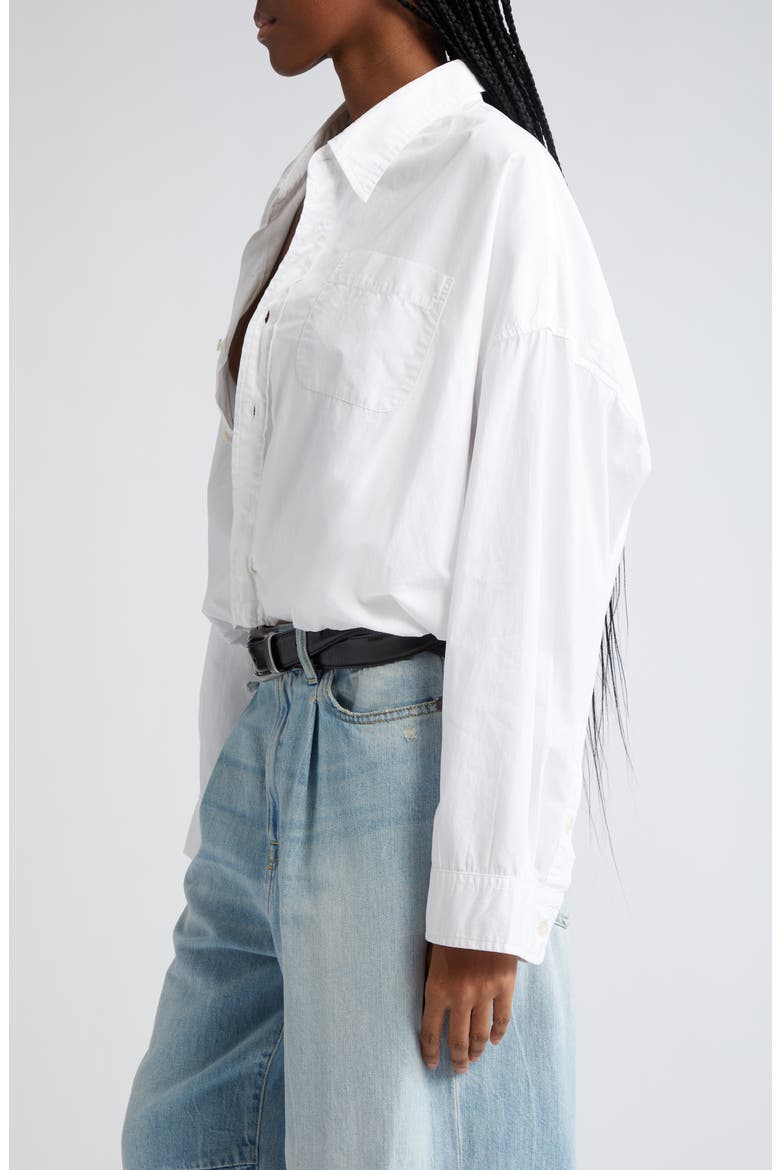 Bubble Hem Cotton Button-Up Shirt, Alternate, color, WHITE