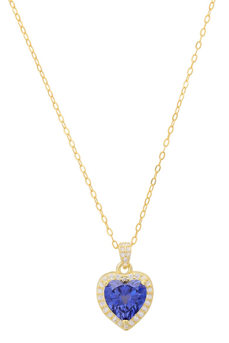 Cubic Zirconia Halo Heart Pendant Necklace, Main, color, GOLD