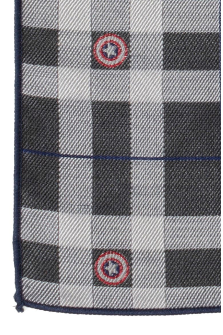 Marvel Captain America Plaid Silk Pocket Square, Alternate, color, GRAY