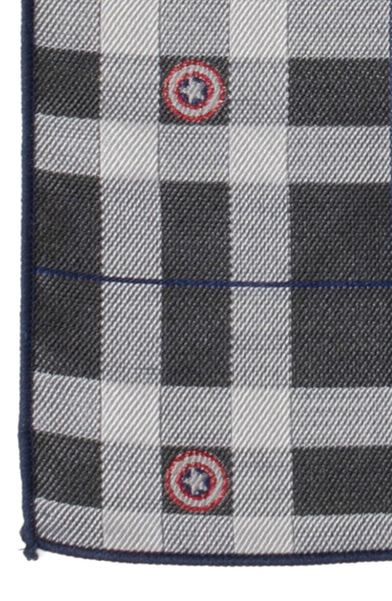 Cufflinks, Inc. Marvel Captain America Plaid Silk Pocket Square, Alternate, color, Gray