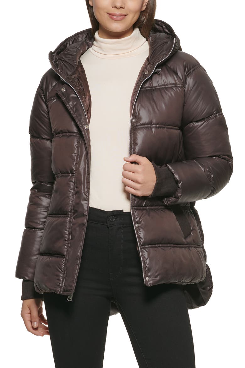 Cire Hooded Puffer Jacket, Main, color, CHOCOLATE