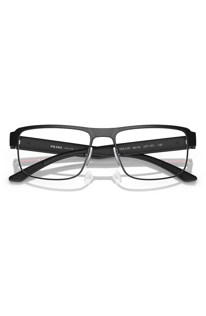 Prada Linea Rossa 56mm Rectangular Optical Glasses, Alternate, color, 