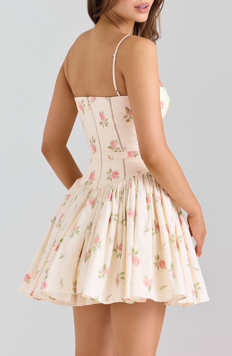 HOUSE OF CB Ysabella Floral Print Minidress, Alternate, color, White Rose Print