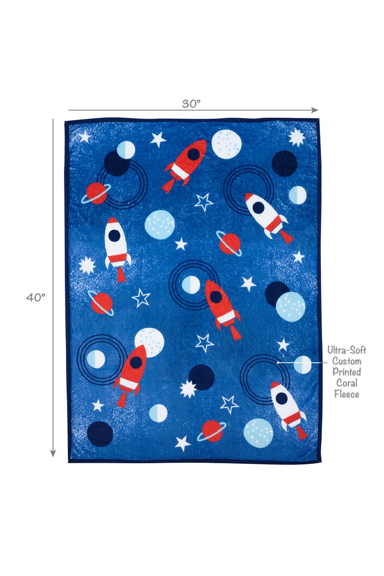 Space Galaxy Blue Rockets/Planets/Stars Baby Blanket, Alternate, color, Blue
