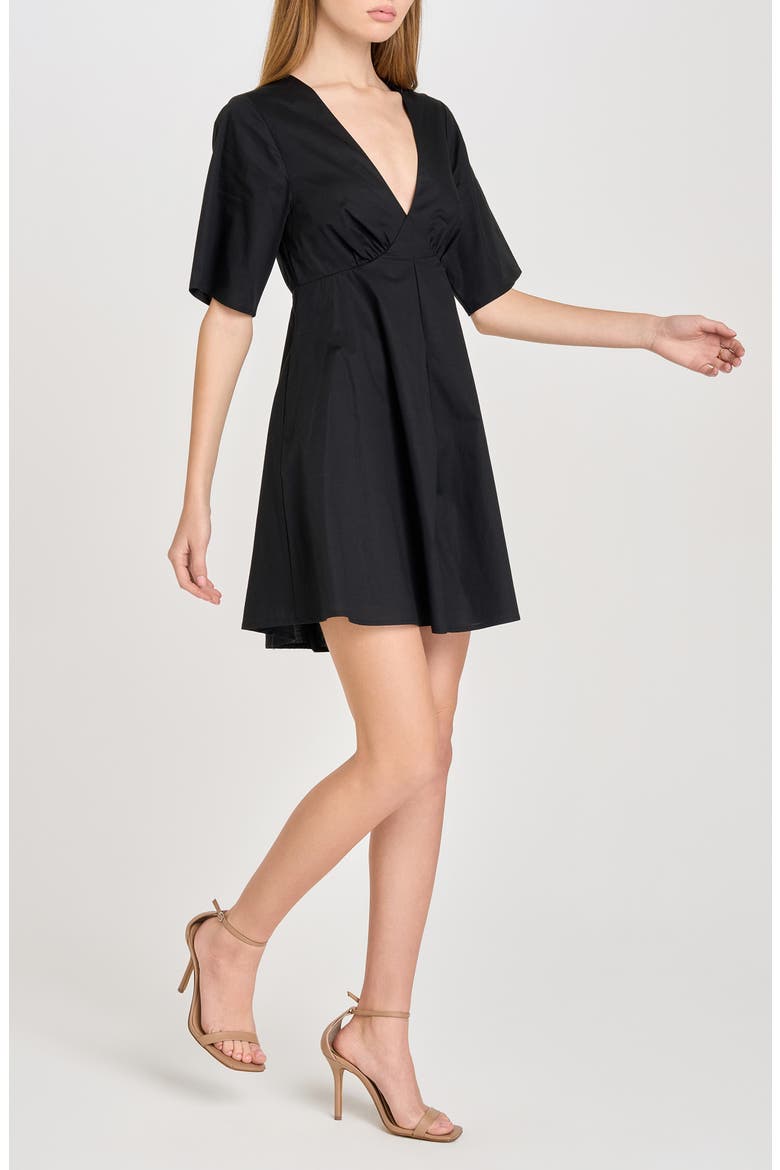 Zelma Short Sleeve Babydoll Minidress, Alternate, color, BLACK