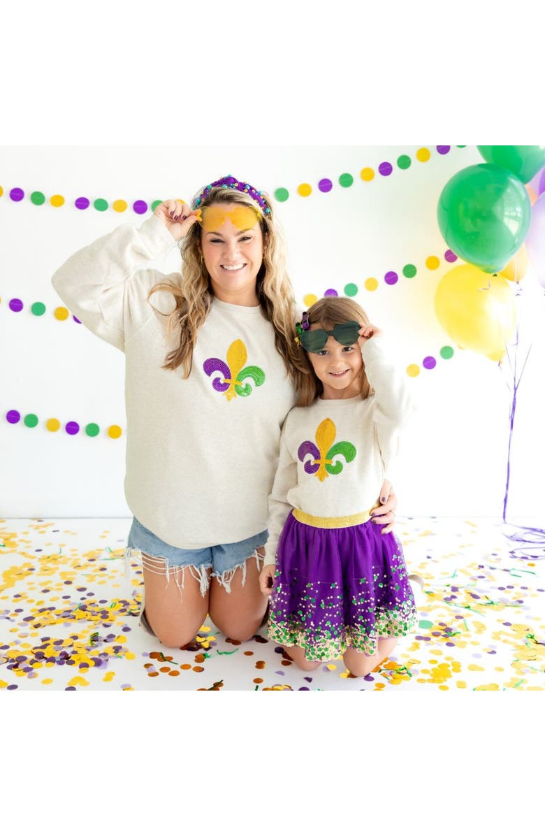 Sweet Wink Mardi Gras Fleur De Lis Patch Sweatshirt, Alternate, color,