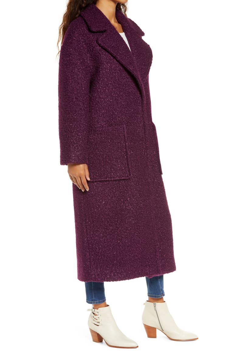 Hattie Long Faux Fur Coat, Alternate, color, EGGPLANT