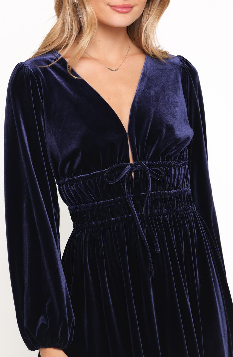 Petal & Pup Cece Long Sleeve Velvet Maxi Dress, Alternate, color, Midnight Blue