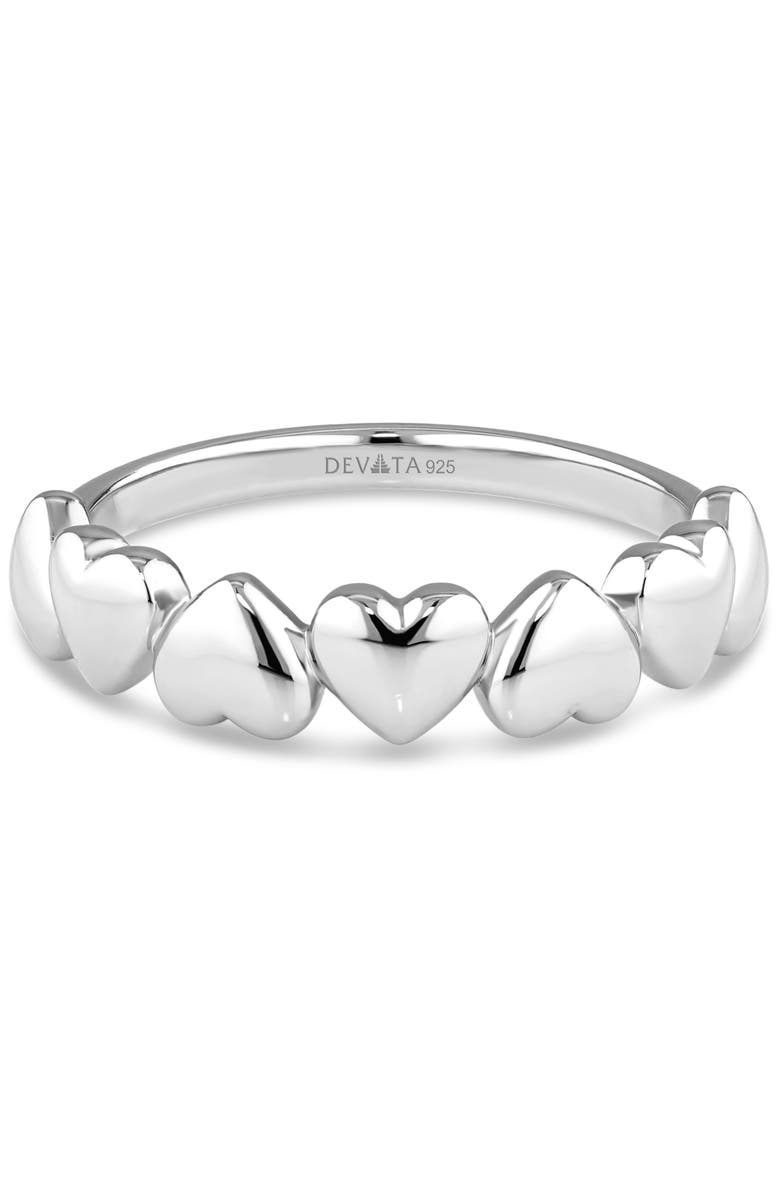 DEVATA Sweet Heart Ring in Rhodium Plated Sterling Silver, Main, color, Silver