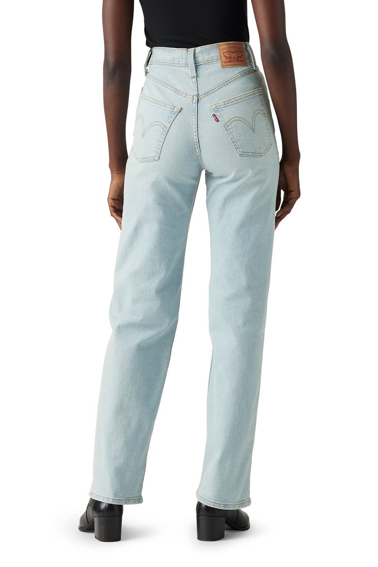 Ribcage High Waist Straight Leg Jeans, Alternate, color, ALL ALONE